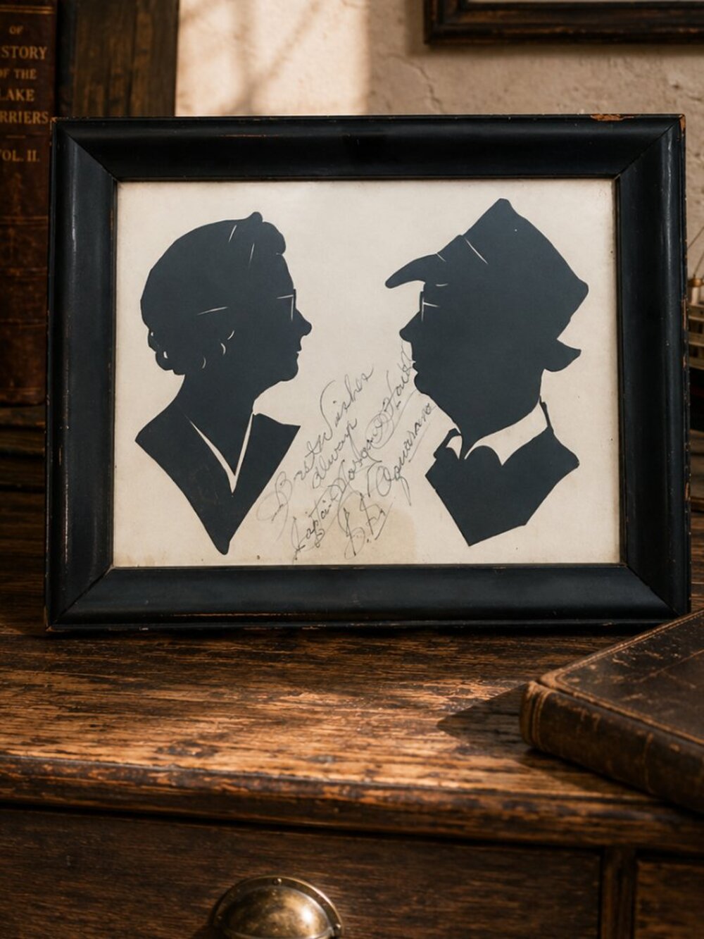 Rare Vintage Signed S.S. Aquarama Silhouette Portrait Signed Capt.Morgan Howell